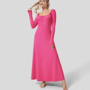 Halara long sleeve backless flare maxi dress